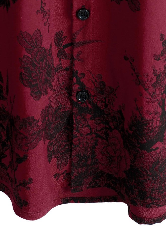 JOTOOK Mens Hawaiian Shirt Short Sleeve Button Down Tropical Shirts Casual Floral Summer Beach Shirt X-Large Red - Image 5